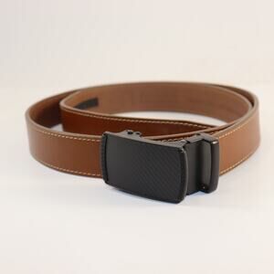 Anson Belt & Buckle Brown Leather Ratchet Belt w/ Black Buckle